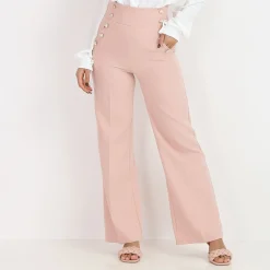 Clearance La Modeuse Pantalon palazzo style officier Rose