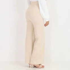 La Modeuse Pantalon palazzo style officier Beige