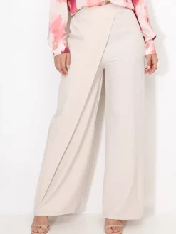 Discount La Modeuse Pantalon portefeuille ample Beige