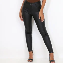 Sale La Modeuse Pantalon skinny à effet simili Noir