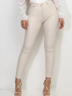 Online La Modeuse Pantalon skinny en simili Beige