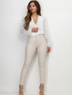Online La Modeuse Pantalon skinny en simili Beige