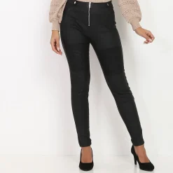 New La Modeuse Pantalon skinny enduit et matelassé Noir