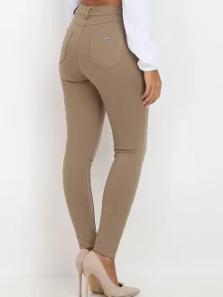 Sale La Modeuse Pantalon skinny et stretch basique Beigefoncé