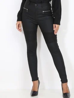 New La Modeuse Pantalon slim à détail plissé Noir