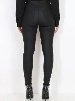 New La Modeuse Pantalon slim à détail plissé Noir