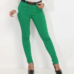 La Modeuse Pantalon slim avec ceinture à boucle Vert