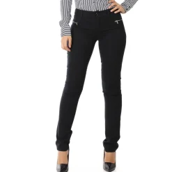 New La Modeuse Pantalon slim en toile avec zips Noir