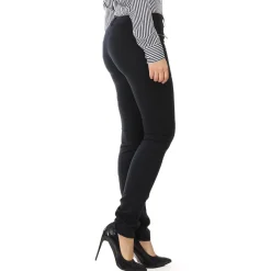 New La Modeuse Pantalon slim en toile avec zips Noir
