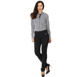 New La Modeuse Pantalon slim en toile avec zips Noir
