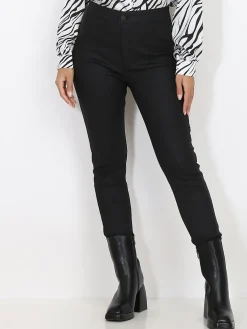 La Modeuse Pantalon slim enduit grandes tailles Noir