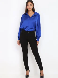 Hot La Modeuse Pantalon stretch basique et moulant Noir