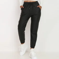 Best La Modeuse Pantalon style jogger en simili mat Noir