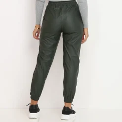 Online La Modeuse Pantalon style jogger en simili mat Kaki