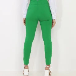 Sale La Modeuse Pantalon taille haute à boutons officier Vert