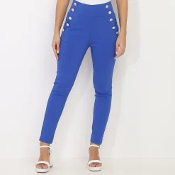 Sale La Modeuse Pantalon taille haute à boutons officier Bleu