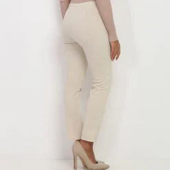Hot La Modeuse Pantalon taille haute à boutons Beige