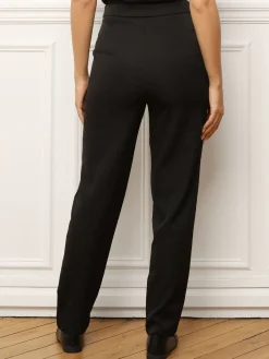 Outlet La Modeuse Pantalon taille haute à coupe cigarette Noir
