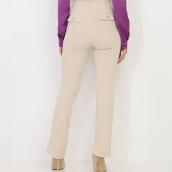 Sale La Modeuse Pantalon taille haute style officier Beige