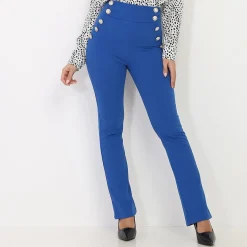 La Modeuse Pantalon taille haute style officier Bleu