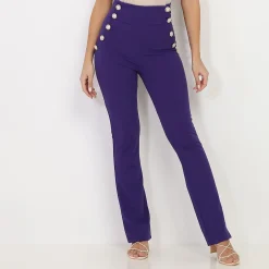 Best La Modeuse Pantalon taille haute style officier Violet