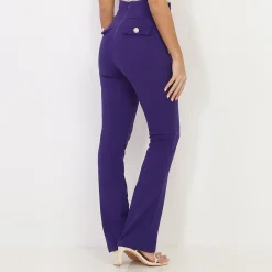 Best La Modeuse Pantalon taille haute style officier Violet