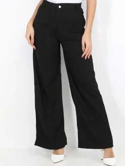 Hot La Modeuse Pantalon taille haute évasé Noir