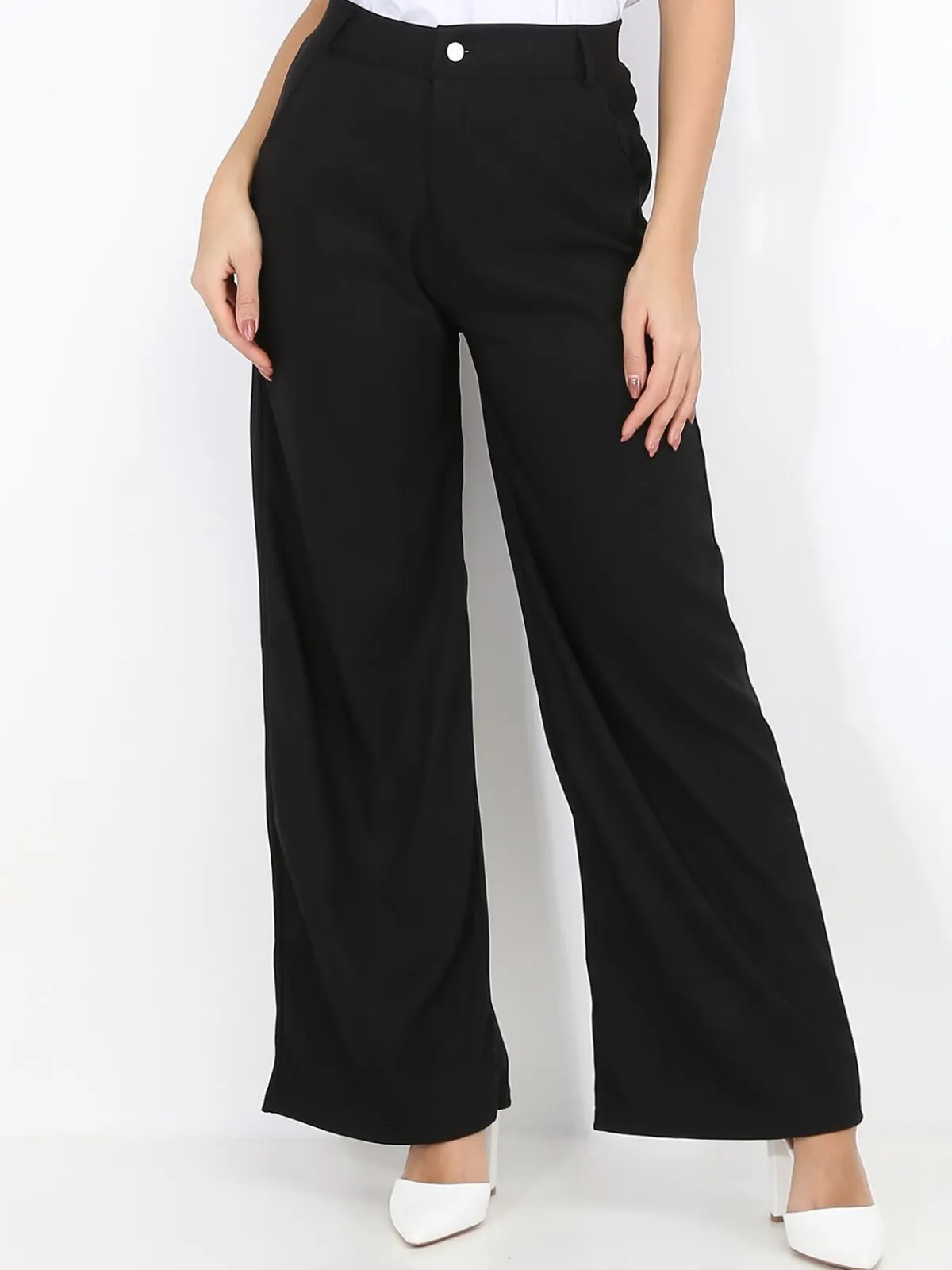 Hot La Modeuse Pantalon taille haute évasé Noir