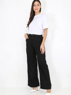 Hot La Modeuse Pantalon taille haute évasé Noir