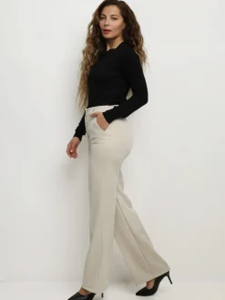La Modeuse Pantalon tailleur wide leg Beigeclair