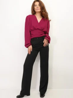 Clearance La Modeuse Pantalon tailleur wide leg Noir