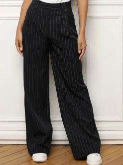 Discount La Modeuse Pantalon évasé à imprimé rayures BleuMarine