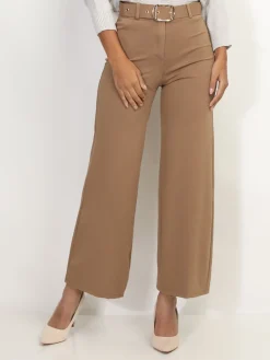 Best La Modeuse Pantalon évasé avec ceinture Camel