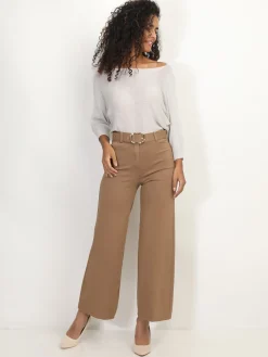 Best La Modeuse Pantalon évasé avec ceinture Camel