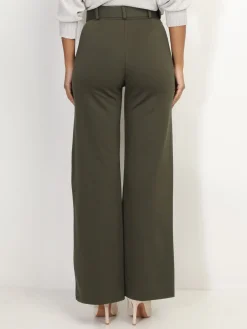 Sale La Modeuse Pantalon évasé avec ceinture Kaki