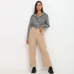 Best La Modeuse Pantalon wide leg taille haute Camel