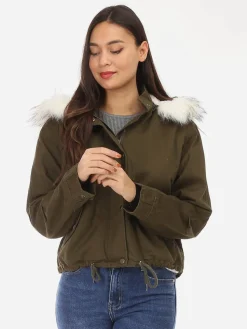 La Modeuse Parka courte fourrée à capuche Kaki