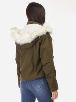 La Modeuse Parka courte fourrée à capuche Kaki