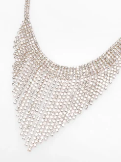 Hot La Modeuse Parure collier et boucles à franges strassées Doré