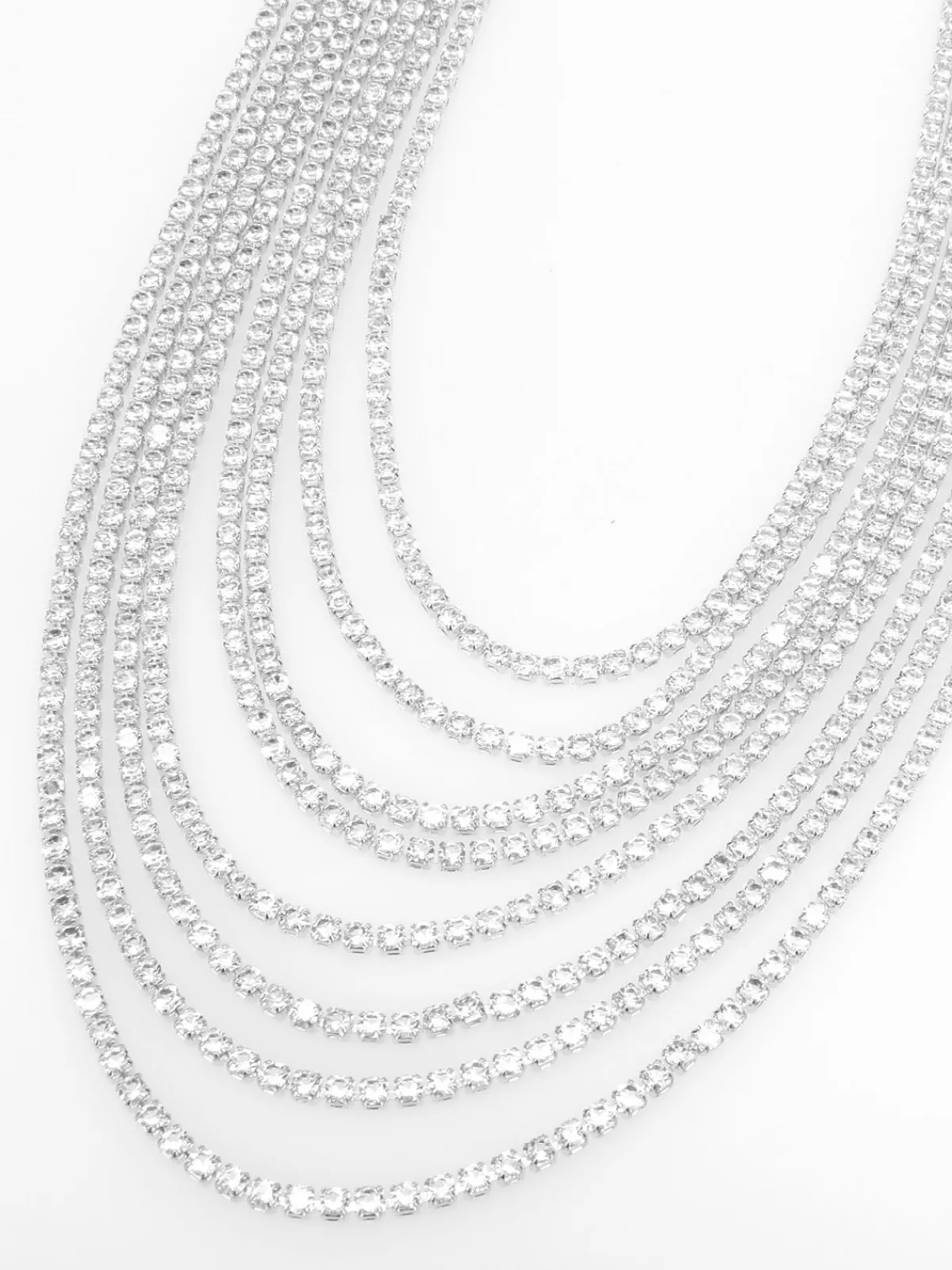 New La Modeuse Parure collier multi-rangs et boucles en strass Argenté