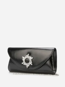 Sale La Modeuse Pochette de soirée à boucle en strass Noir