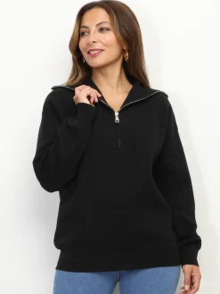 La Modeuse Pull à col montant zippé Noir