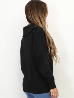 La Modeuse Pull à col montant zippé Noir