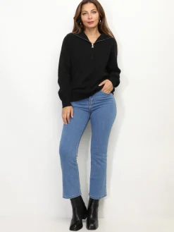 La Modeuse Pull à col montant zippé Noir