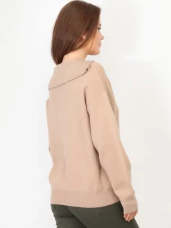 La Modeuse Pull à col montant zippé Camel