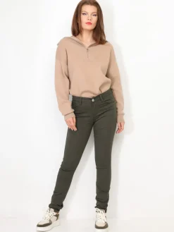 La Modeuse Pull à col montant zippé Camel