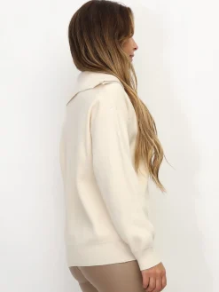 New La Modeuse Pull à col montant zippé Beige