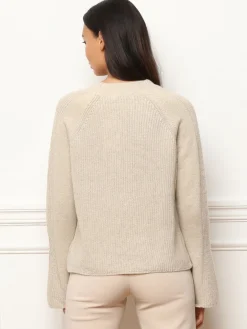 Online La Modeuse Pull à fils brillants et manches évasées Beige