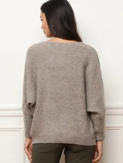 Sale La Modeuse Pull à manches chauve-souris Taupe