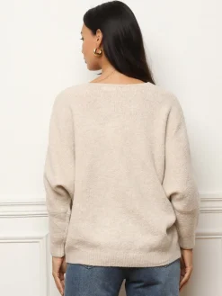 Outlet La Modeuse Pull à manches chauve-souris Beige